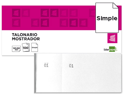 Talonario Liderpapel Mostrador 60x145mm. blanco con matriz